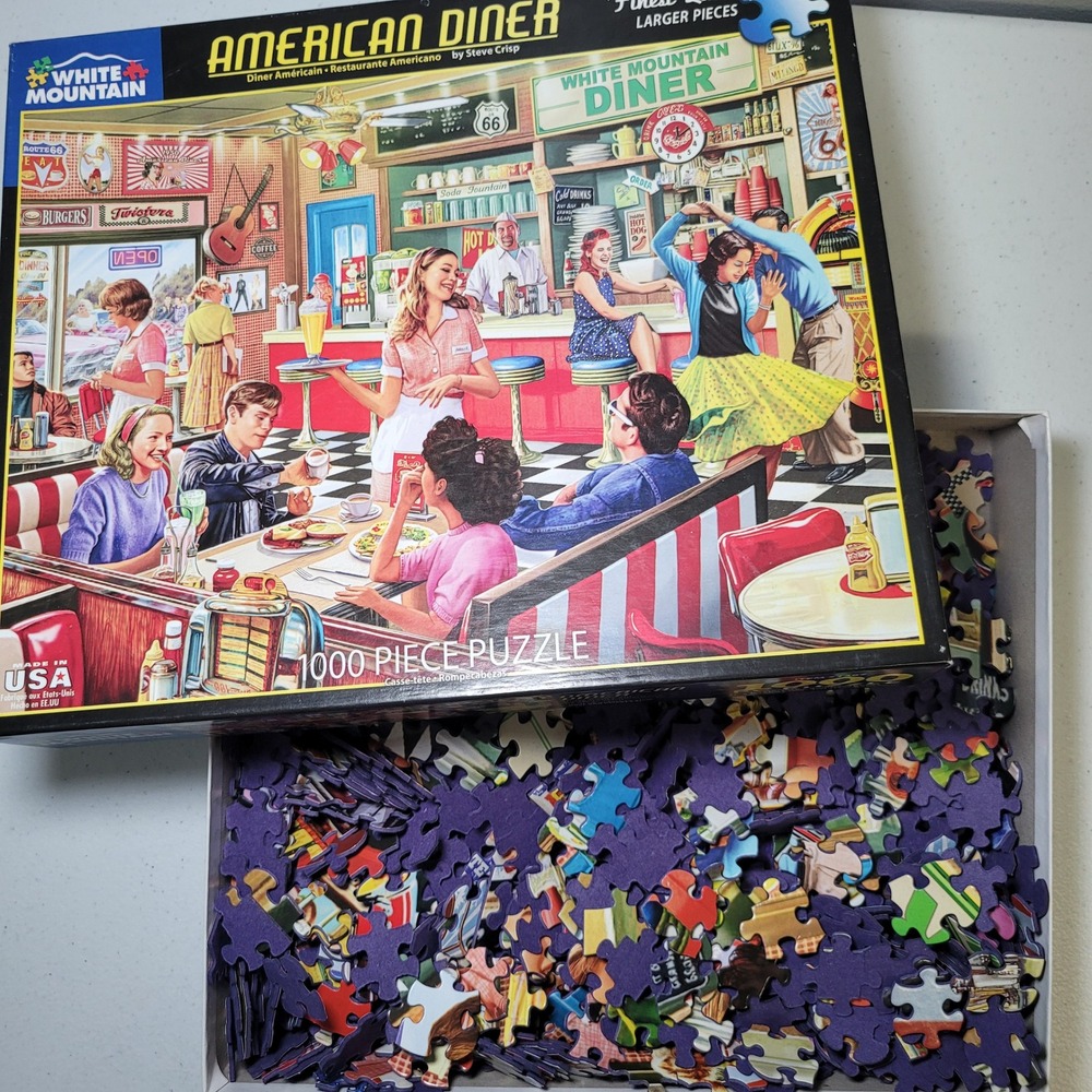 White Mountain Puzzles American Diner‎ 1000 Piece Jigsaw Puzzle Steve Crisp 1397